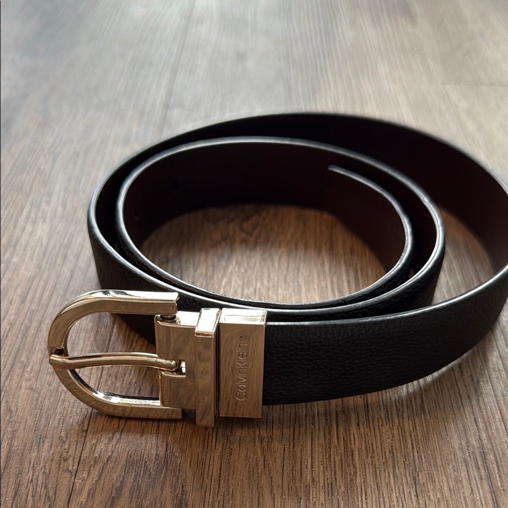 Calvin Klein Black Belt with Gold Buckle